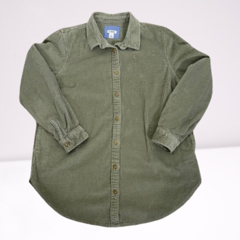 L.L. Bean Women’s Comfort Corduroy Relaxed Shirt Side Pocket Size MP Sage - Picture 4 of 11